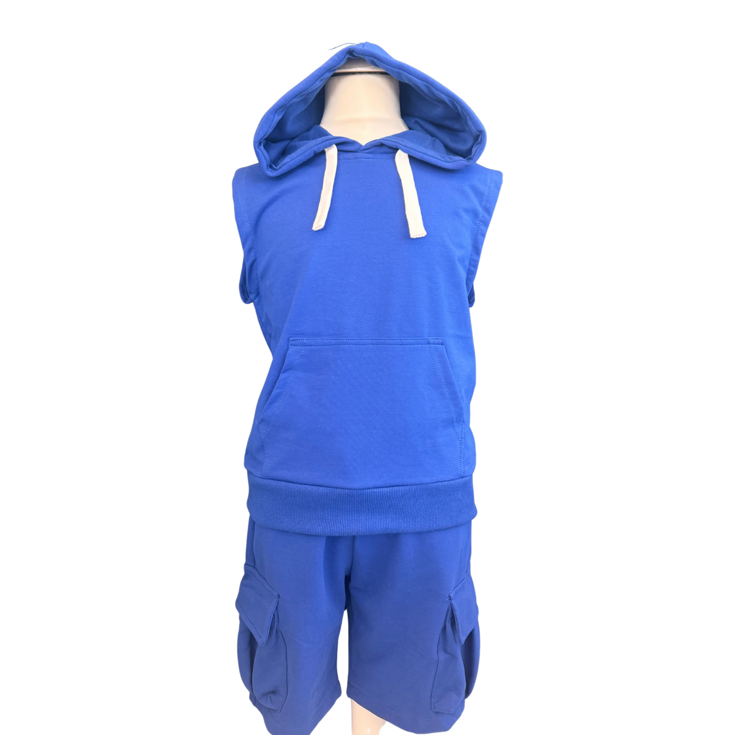 Boys' Sleeveless Hoodie Set – Blue