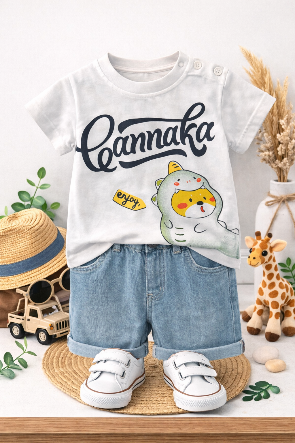 Βρεφικό Σετ Μπλουζάκι &amp; Denim Σορτσάκι “Coannaka”