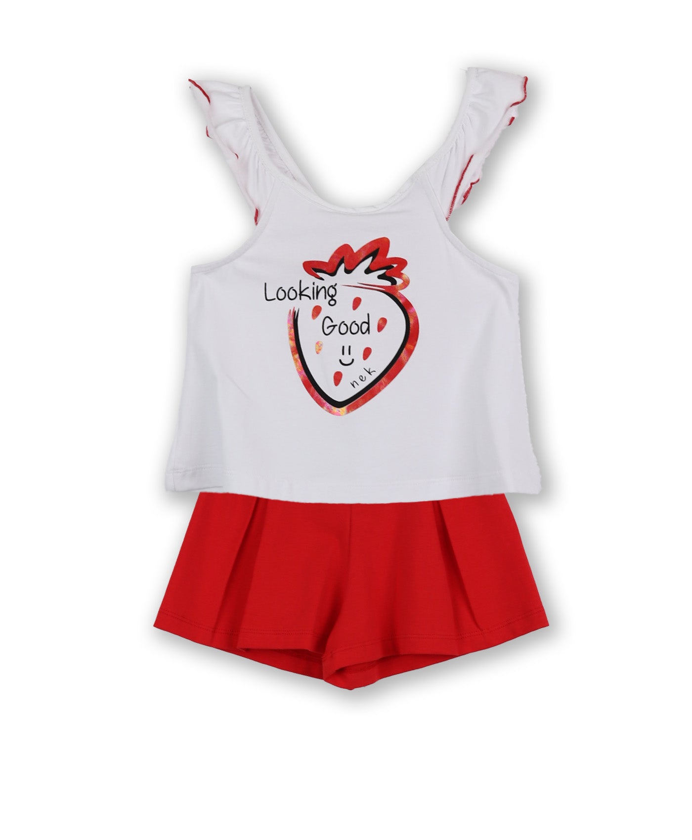 Set with Strawberry Top and Red Shorts