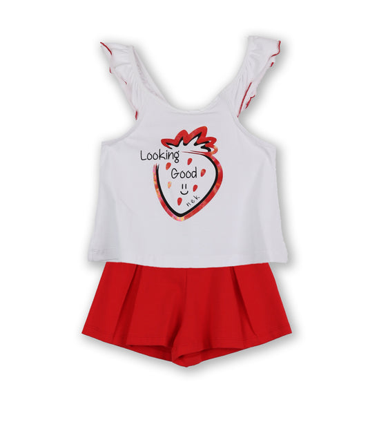 Set with Strawberry Top and Red Shorts
