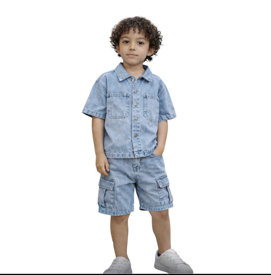 Boys Denim Shorts Set