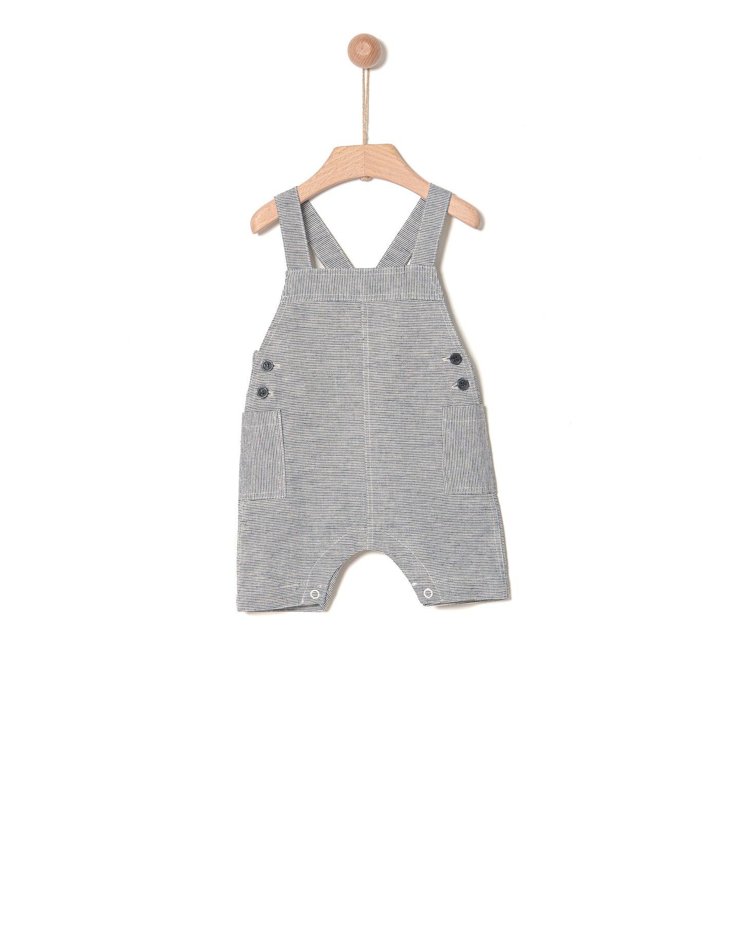 DUNGAREES IN LINEN COTTON BLACK & BEIGE STRIPES