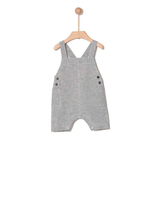 DUNGAREES IN LINEN COTTON BLACK & BEIGE STRIPES