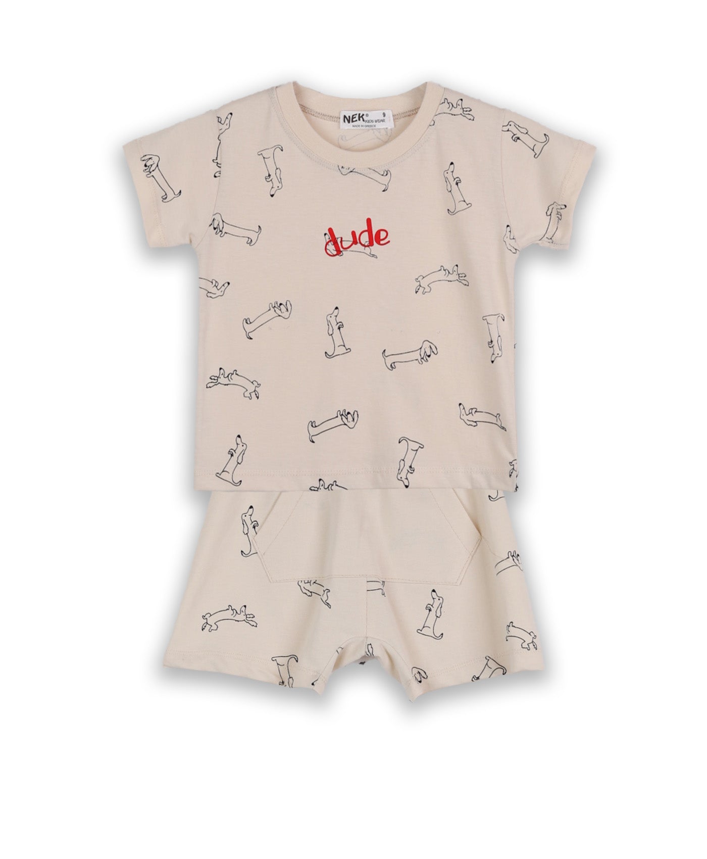 Printed "Dude" Set with T-Shirt & Shorts