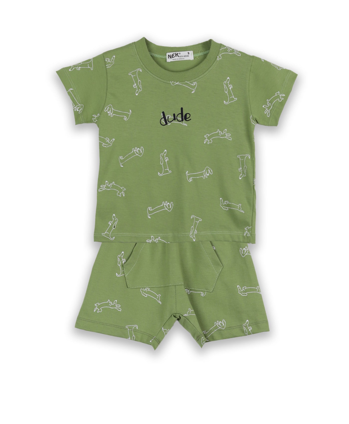 Printed "Dude" Set with T-Shirt & Shorts