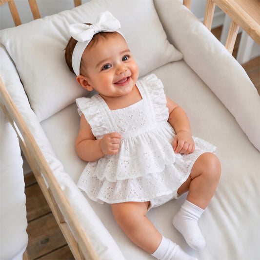 Baby Girl Broderie Dress Romper