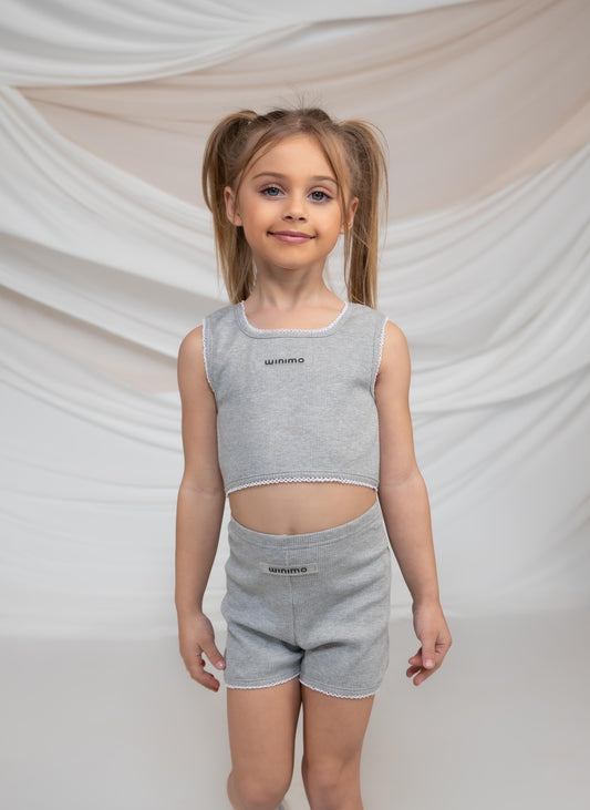 Minimo Girls Rib Crop Top & Shorts Set