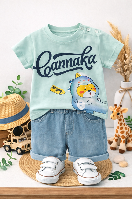Βρεφικό Σετ Μπλουζάκι &amp; Denim Σορτσάκι “Coannaka”