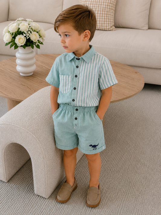 Boy Cotton Shirt &Shorts Set