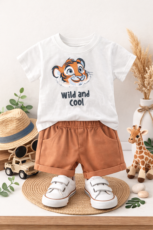 Βρεφικό Σετ Μπλουζάκι & Σορτσάκι “Wild and Cool”