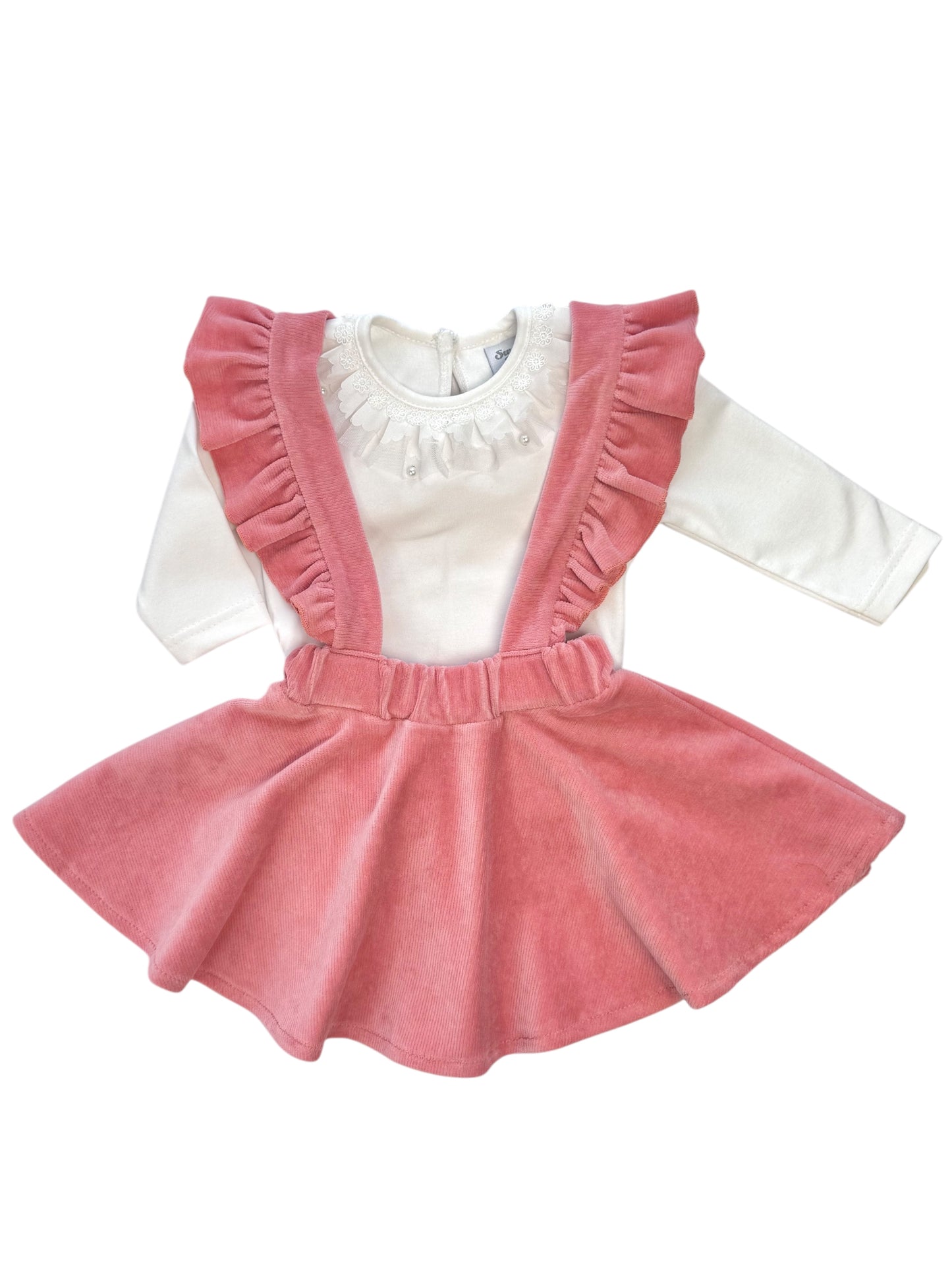 Σετ “Φούστα βελούδο ελαστικό Με Τιράντες”