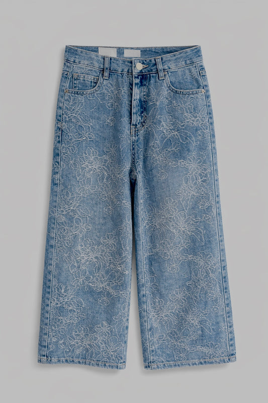 Τζιν Culotte με Floral Σχέδιο