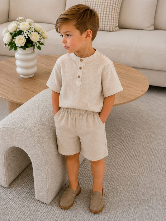 Boy Cotton Shirt &Shorts Set