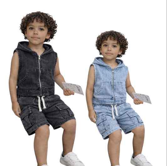 Boys Denim Shorts Set