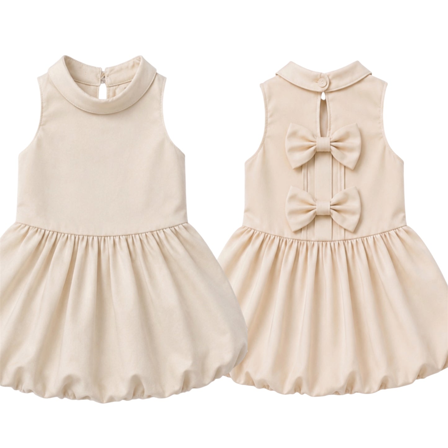 Girls Balloon Dress with Back Bow