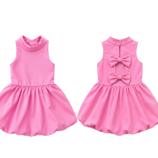 Girls Balloon Dress with Back Bow