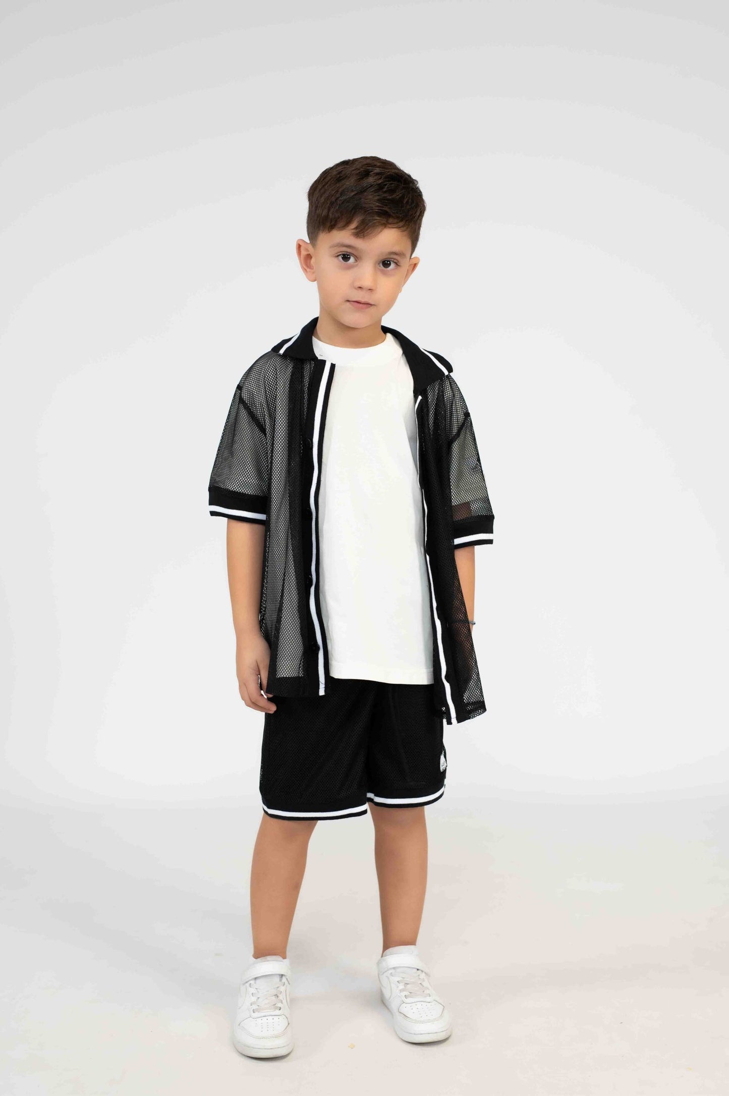 Mesh Overshirt & Shorts Set