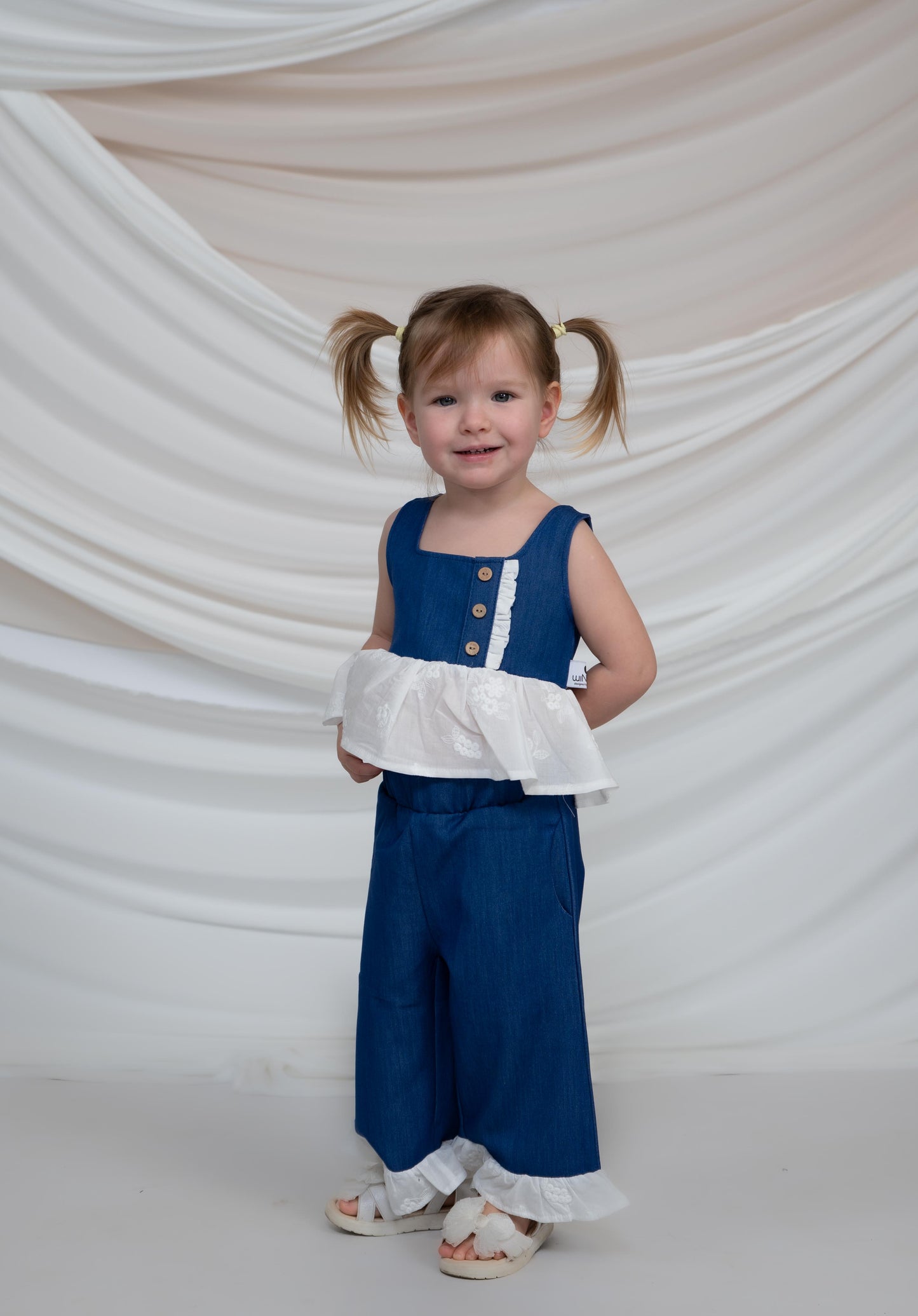 Girls Denim Style Top &Culotte Set
