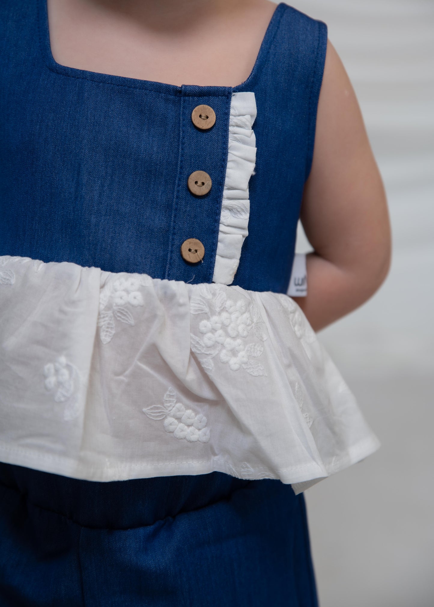 Girls Denim Style Top &Culotte Set