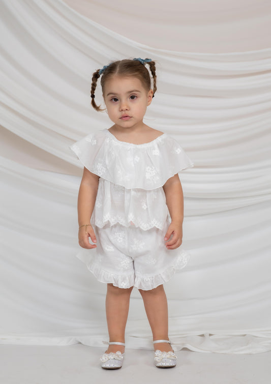 Girls Ruffle Top & Shorts Set