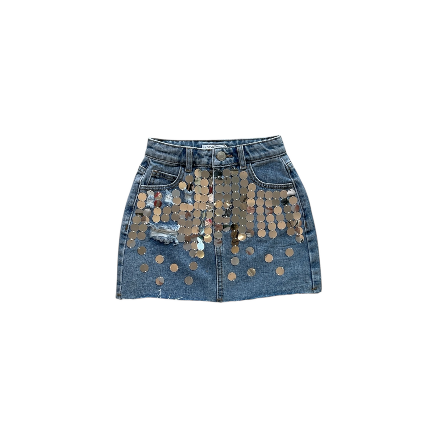 Girls' Denim Skirt with Sequin Detailing