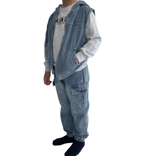 Kids' Denim Cargo Set - Vest & Jogger Pants