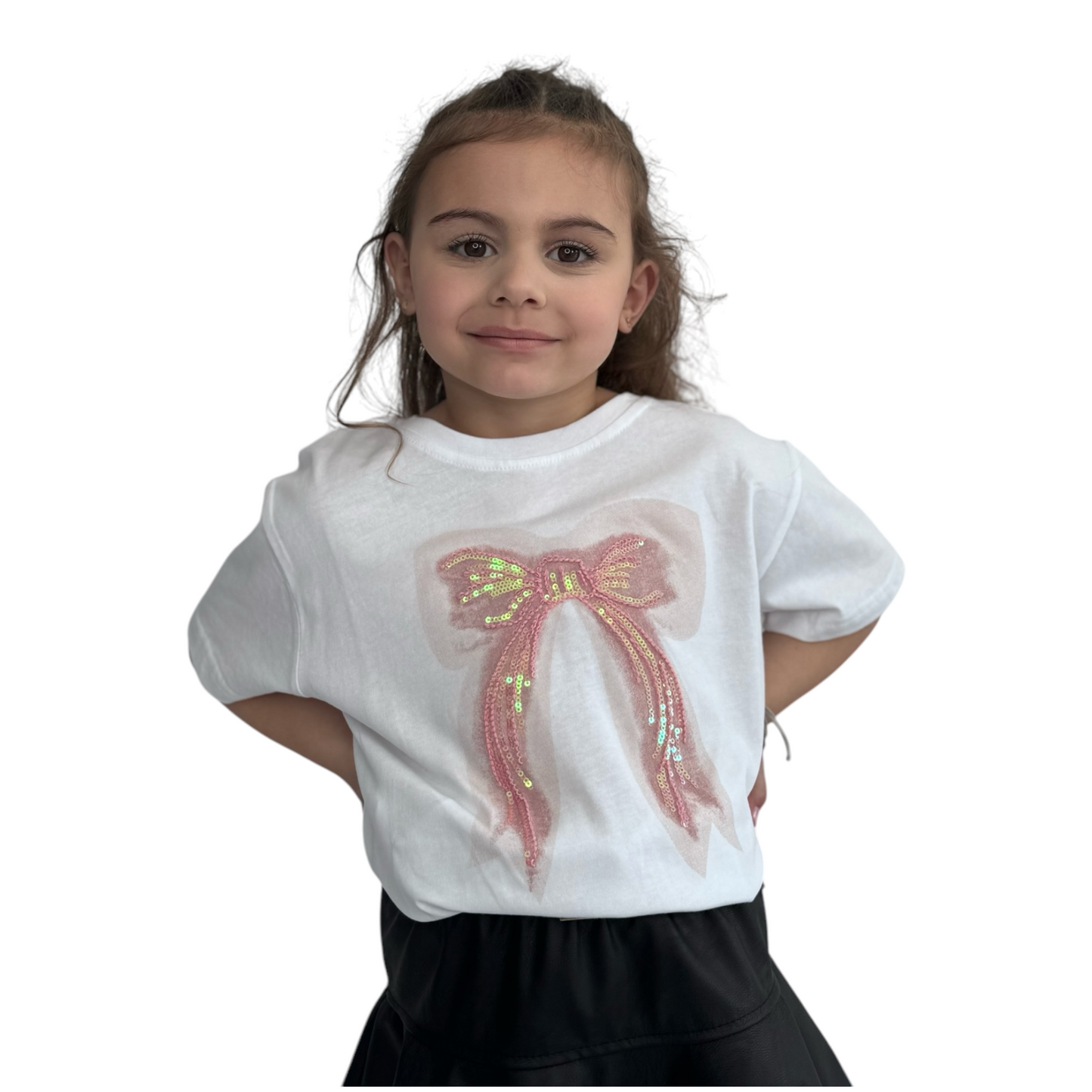 Girls' Short-Sleeve T-Shirt with Sequin Bow