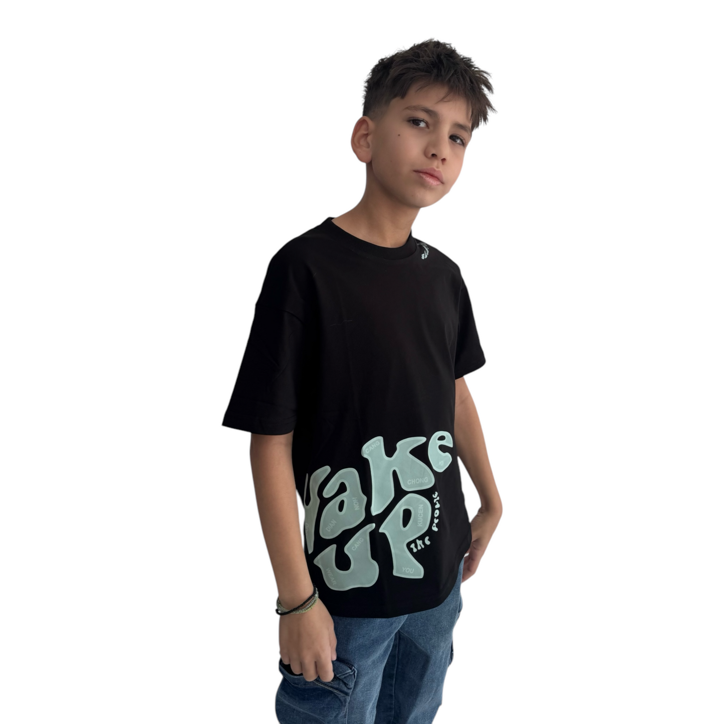 Boys' "Wake Up" Oversized Graphic T-Shirt (