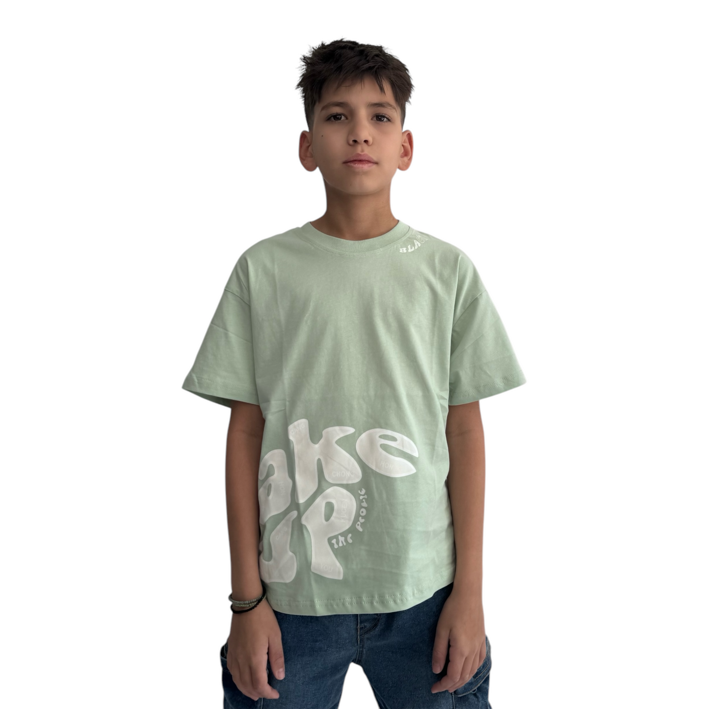 Boys' "Wake Up" Oversized Graphic T-Shirt (