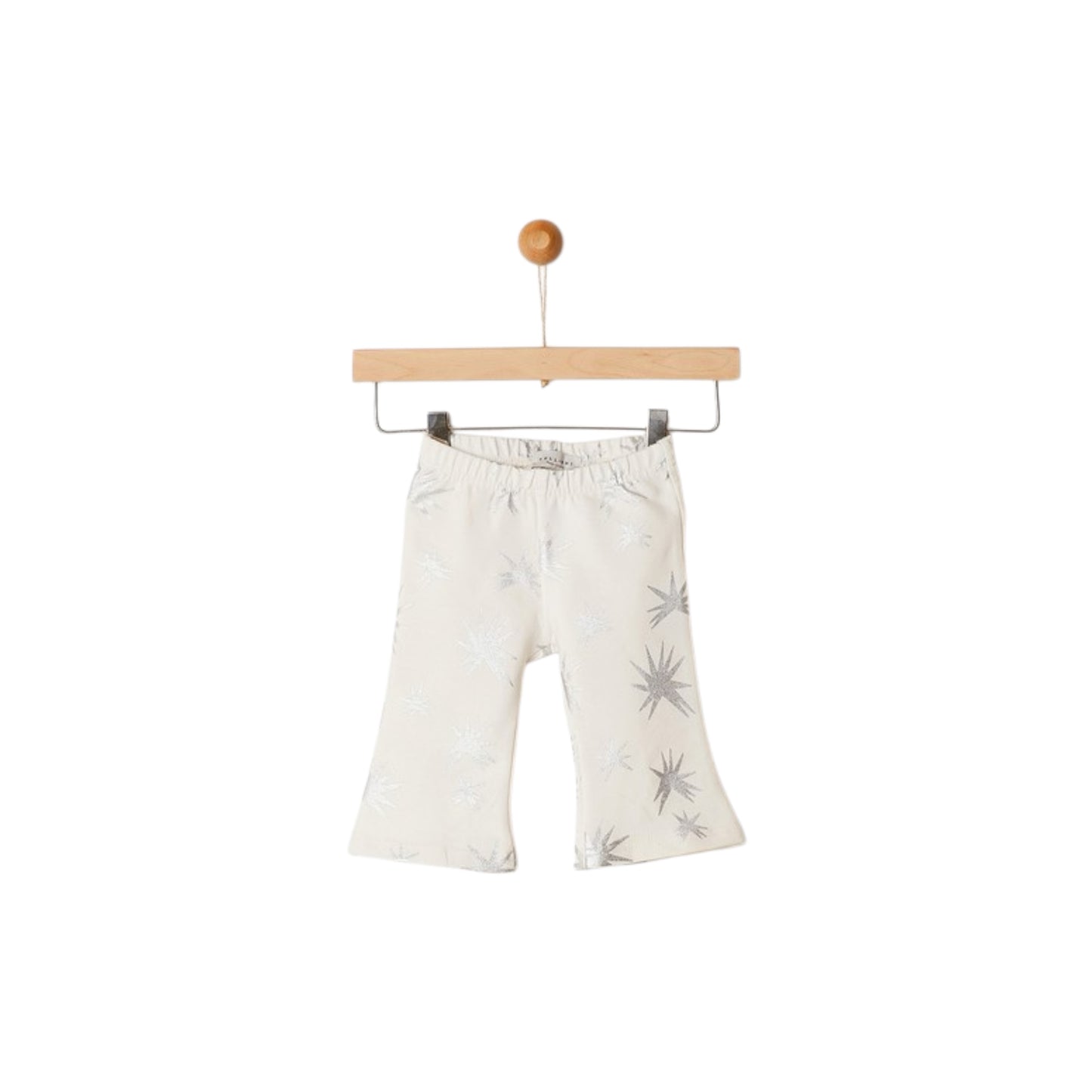 Baby Flared Pants with Star Print - Ecru