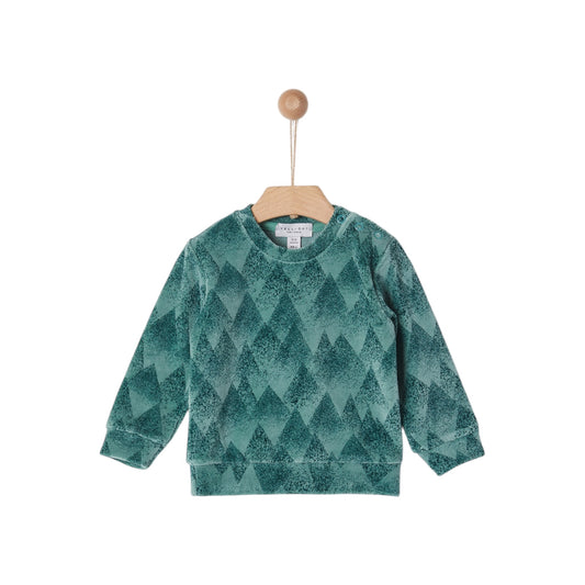 BABY BOY VELOUR SWEATSHIRT MOUNTAINS ALLOVER