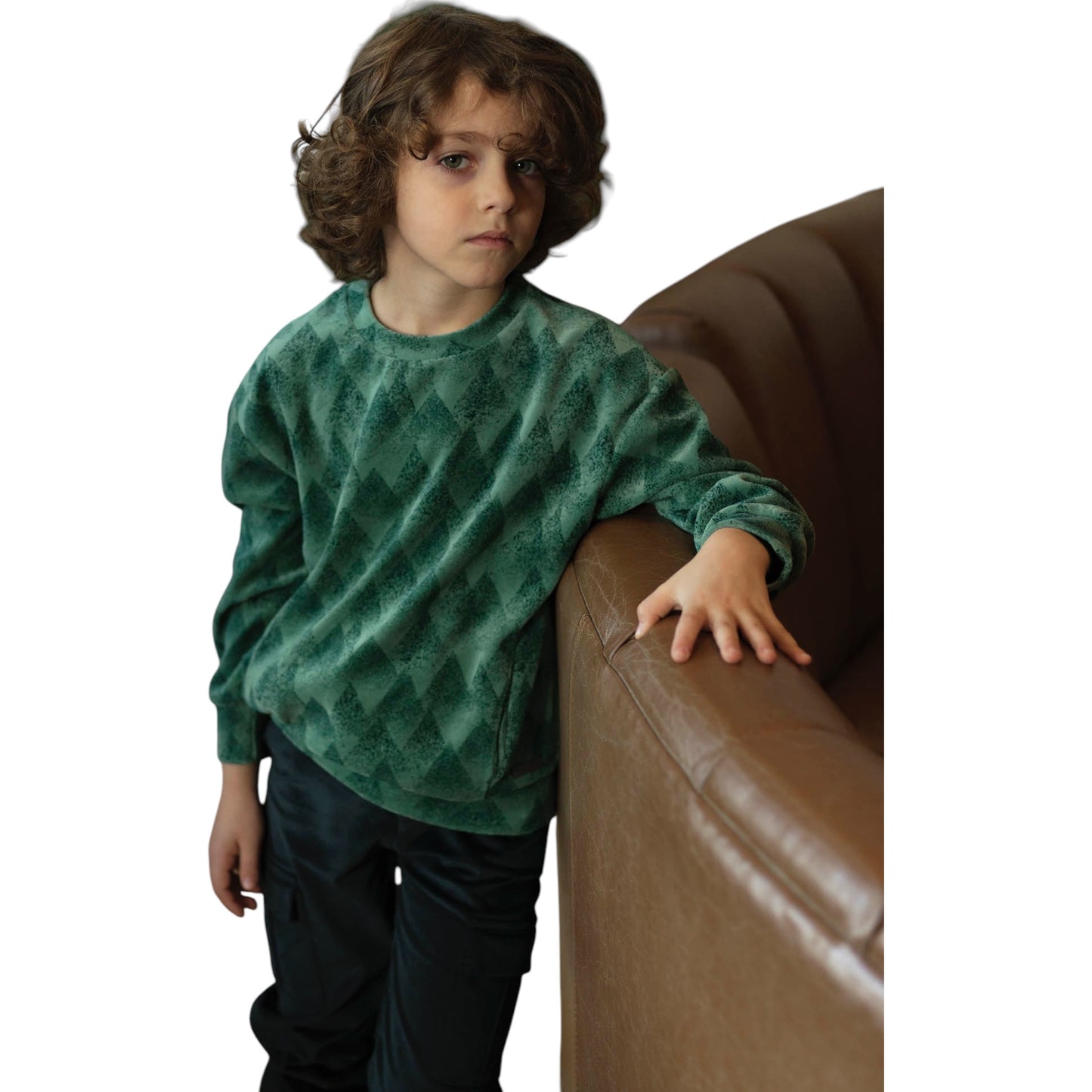 KIDS BOY VELOUR SWEATSHIRT MOUNTAINS ALLOVER