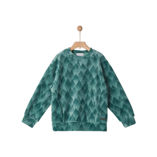 KIDS BOY VELOUR SWEATSHIRT MOUNTAINS ALLOVER