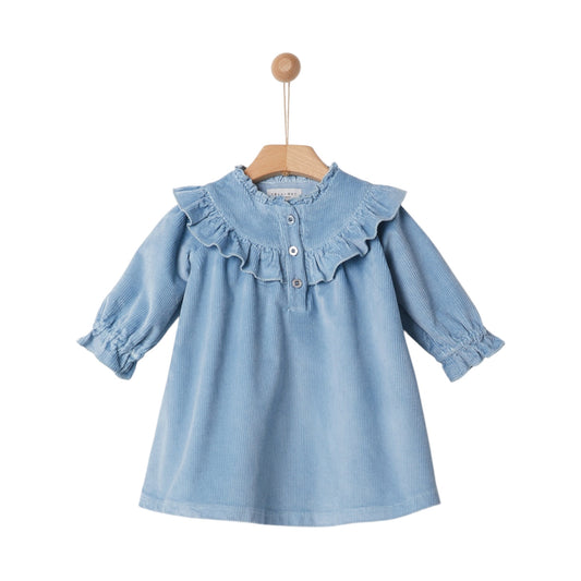 KIDS GIRL CORDURORY VICTORIAN DRESS BLUE FOG