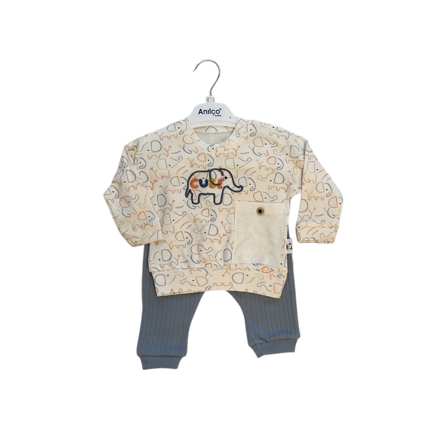 Baby Boy  Elephant Print Outfit Set