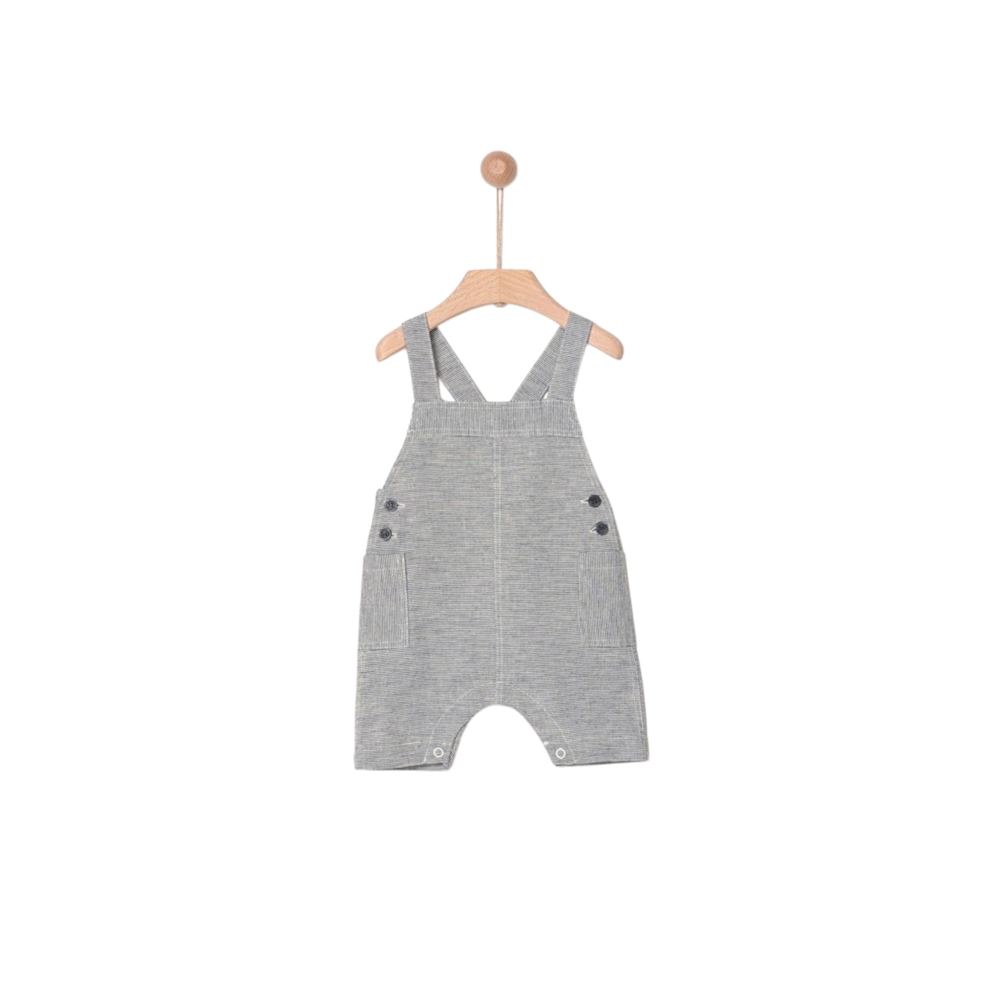 DUNGAREES IN LINEN COTTON BLACK & BEIGE STRIPES