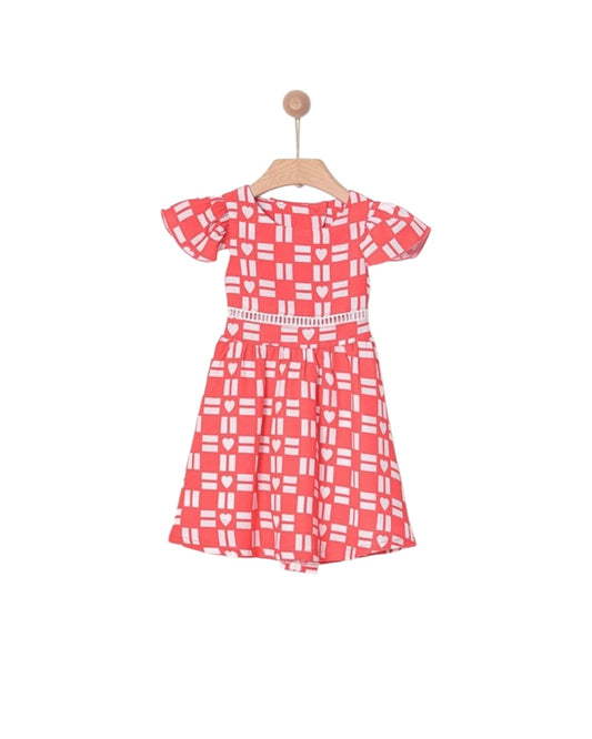 BABY GIRL DRESS IN TENCEL HEARTS GEOMETRY
