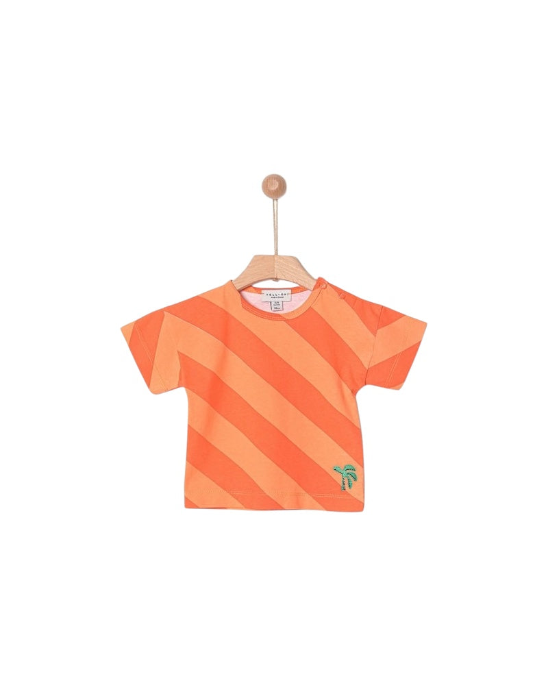 T-SHIRT ORGANIC TANGERINE STRIPES