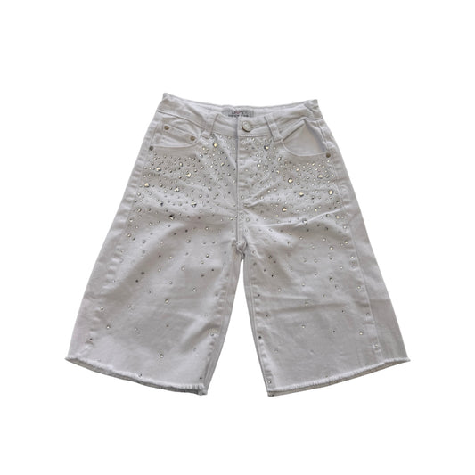 Kids' White Bermuda Shorts with Studs
