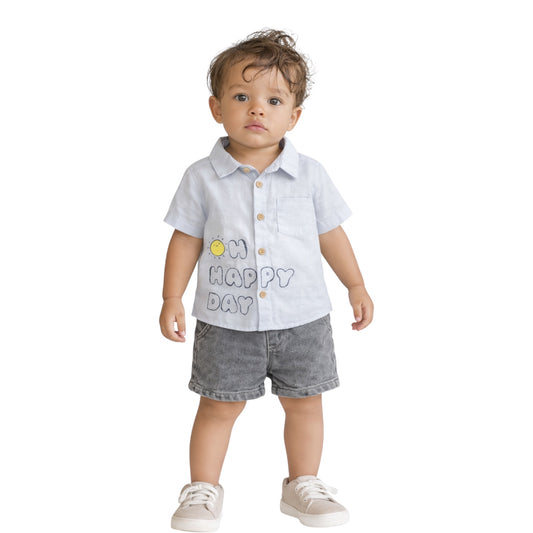 Βρεφικό Πουκάμισο “Oh Happy Day” 100% Cotton