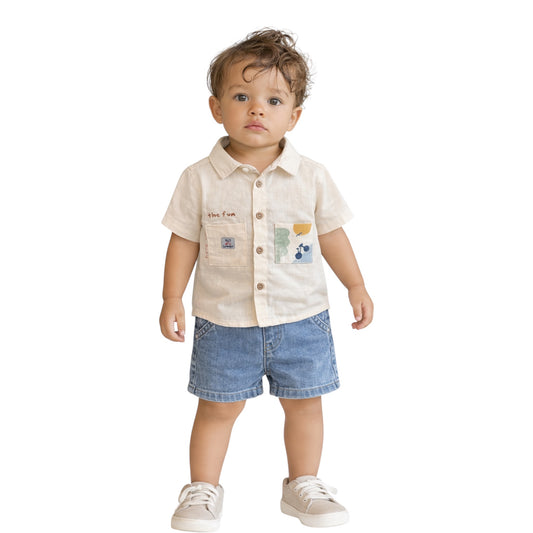 Baby Short Sleeve Shirt with Front Pockets