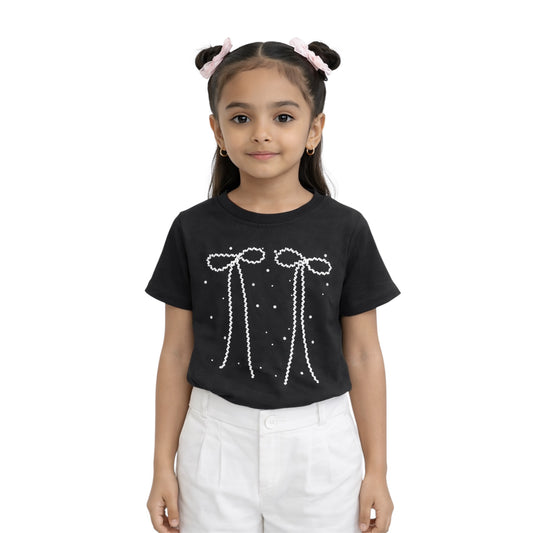 Bow Print Cotton T-Shirt