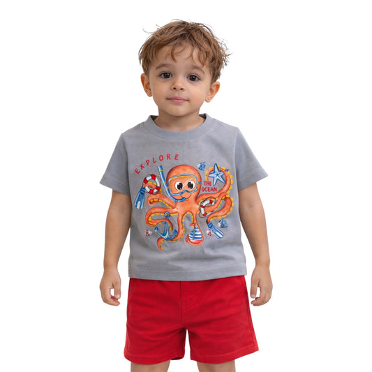 Ocean Print T-Shirt & Shorts Set
