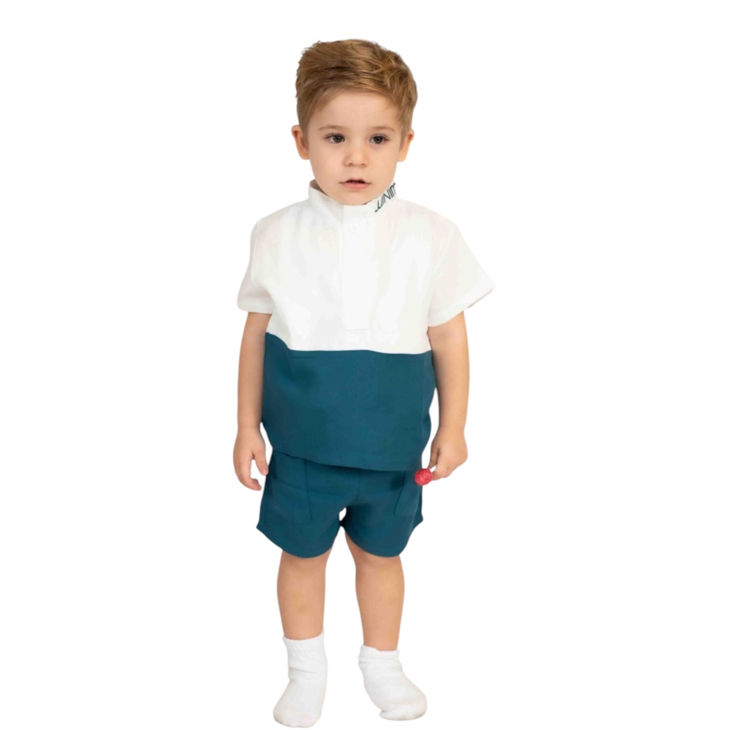 Colour Block Polo & Shorts Set