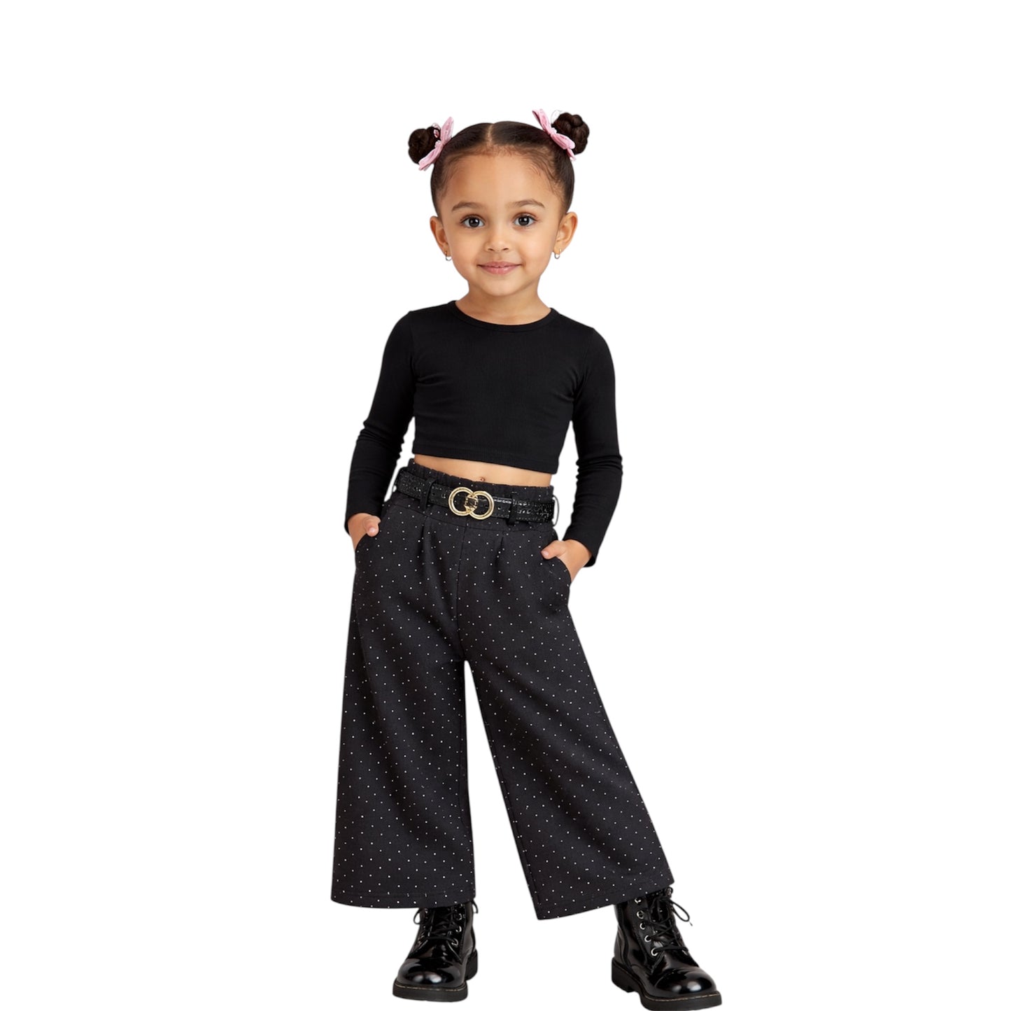 Sparkle Wide Leg Pants with Belt