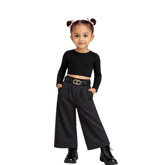 Sparkle Wide Leg Pants with Belt