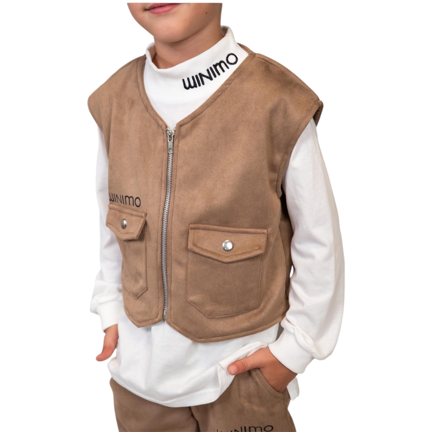 Boys Suede Vest & Jogger Set