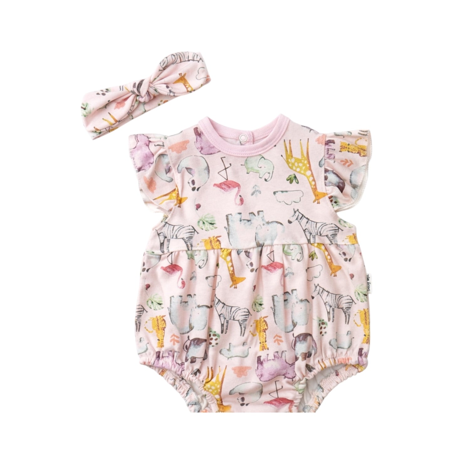 Baby Girls Safari Print Romper Set