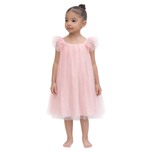 Girl Tulle Flutter Sleeve Dress
