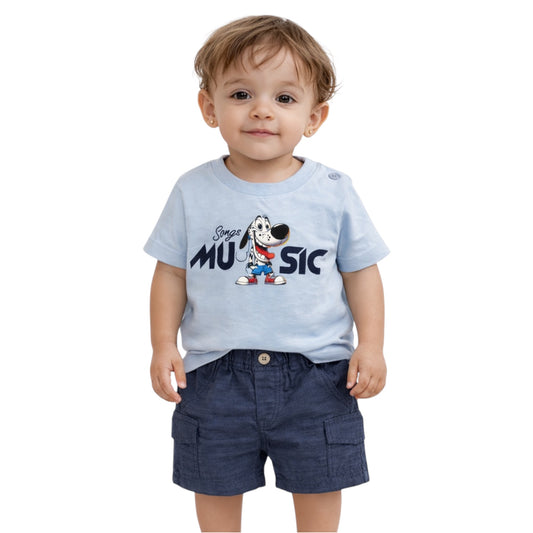 Baby Boy Cartoon T-Shirt & Cargo Shorts Set